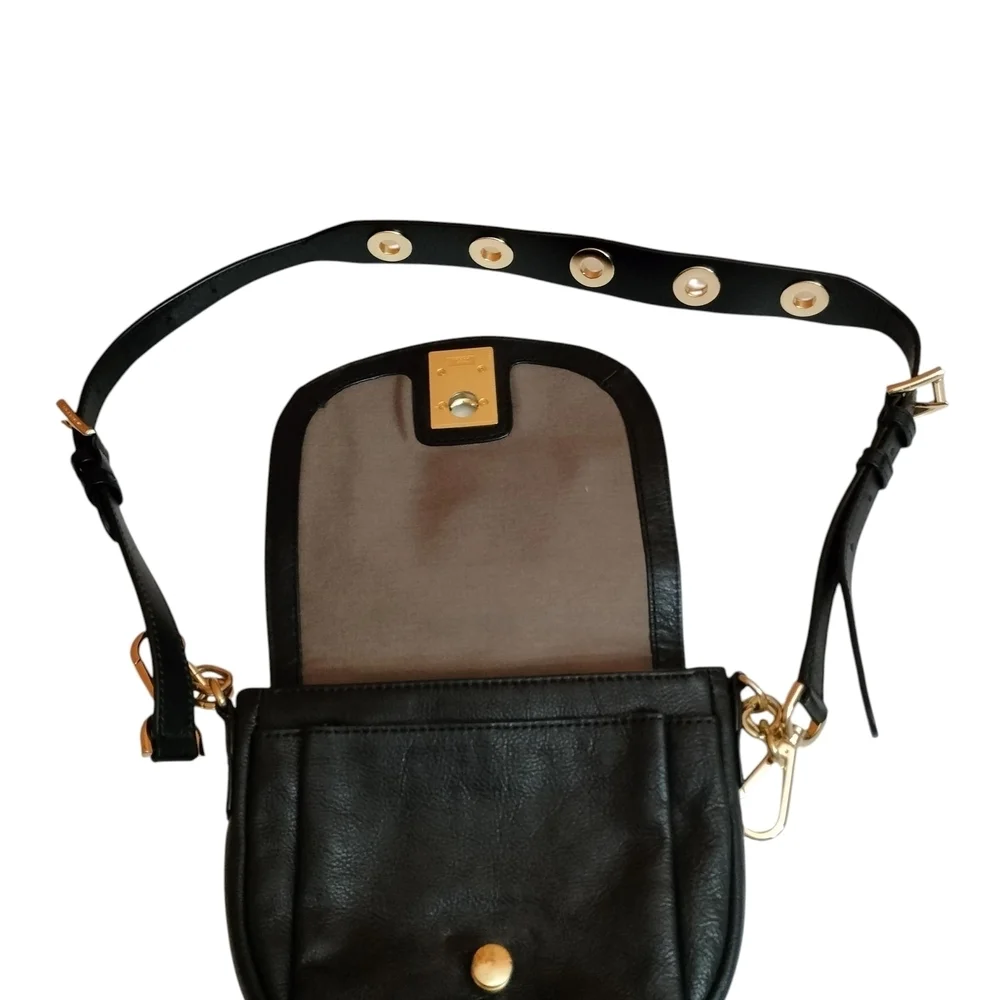 J.Crew Black Leather Saddle CrossBody Bag